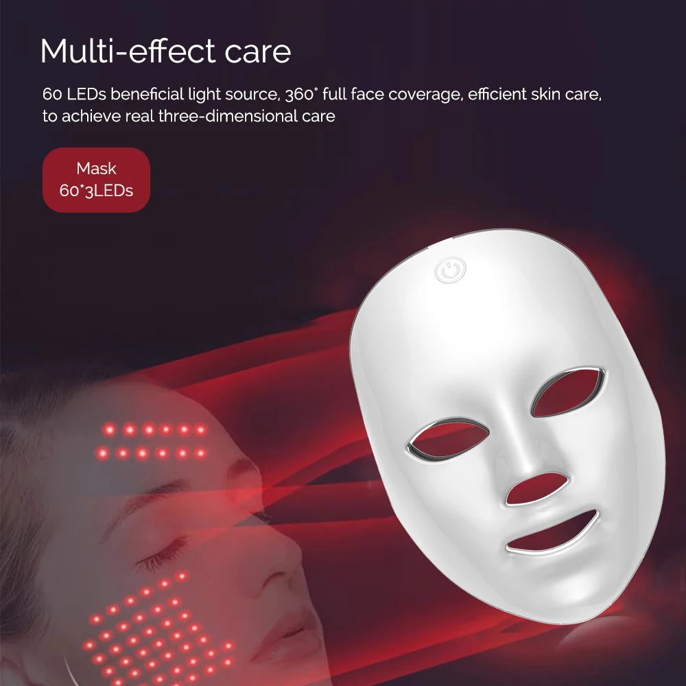 Wireless 7-Color LED Face Beauty Machine – Photon Therapy Facial & Neck Mask for Skin Tightening and Rejuvenation