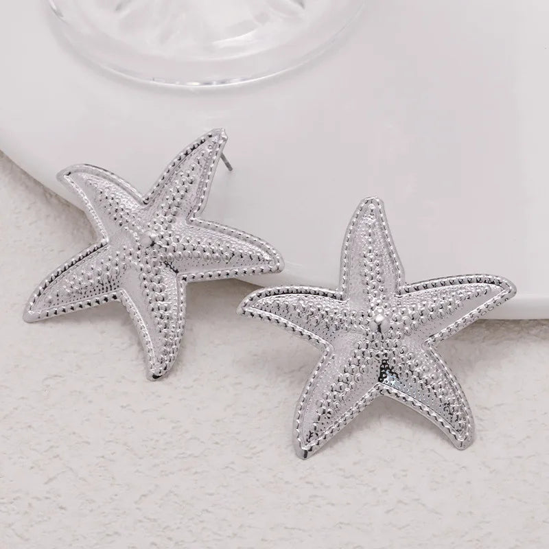 Boho Starfish Shell Ear Cuffs – Asymmetrical Beach Party Earrings for Women