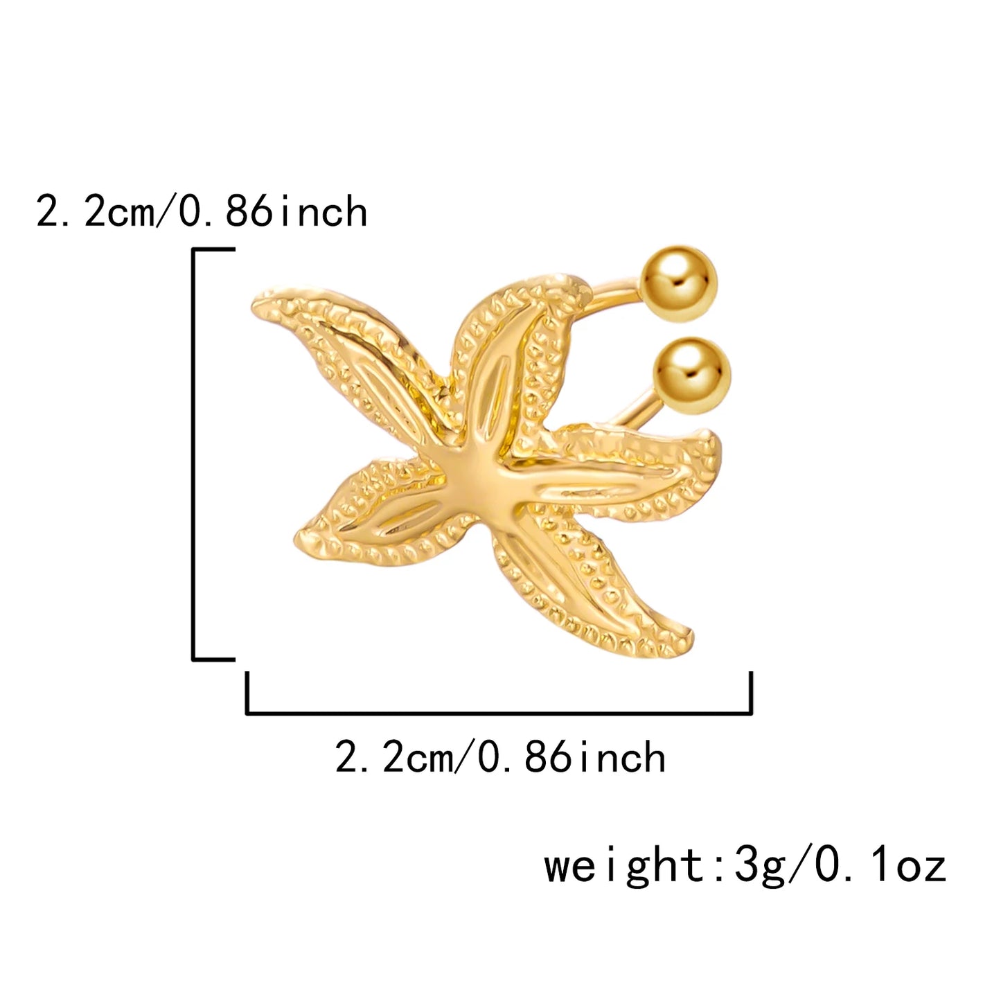 Boho Starfish Shell Ear Cuffs – Asymmetrical Beach Party Earrings for Women