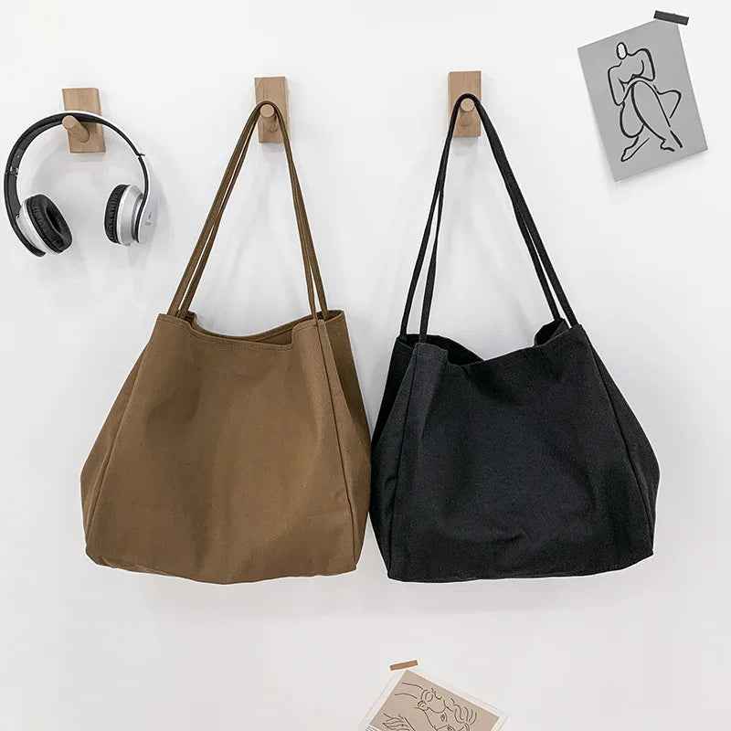 Large Capacity Canvas Tote – Eco-Friendly Reusable Shopper Shoulder Bag for Women