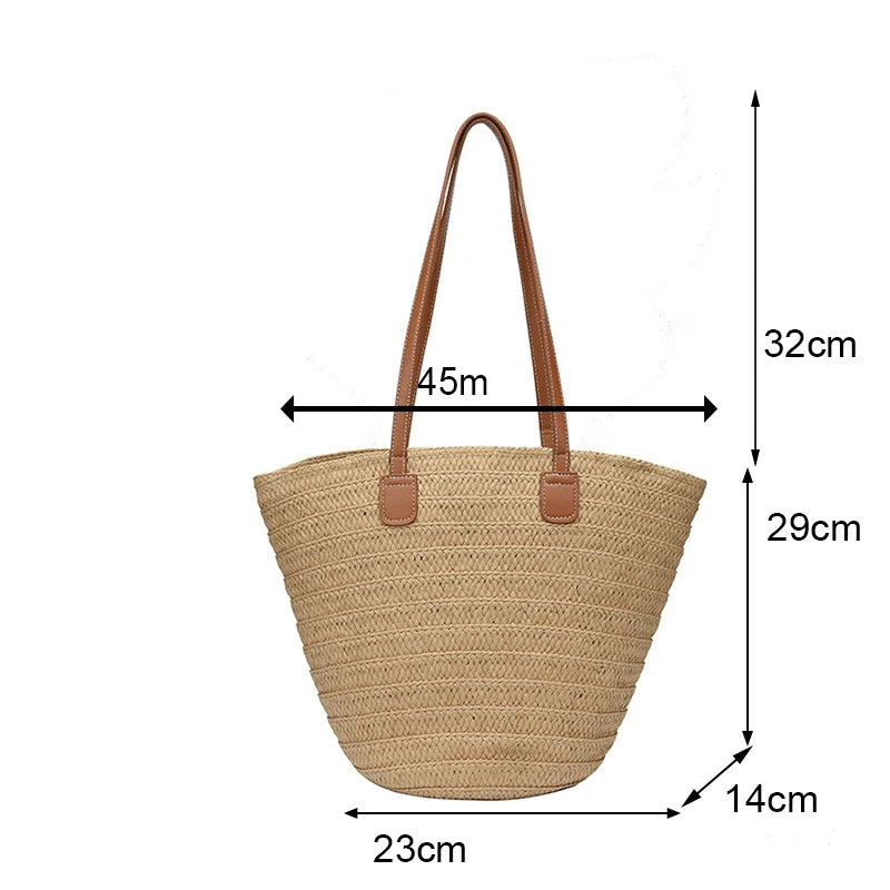 Luxury Straw Beach Tote – Large Capacity Summer Shoulder Bag for Women