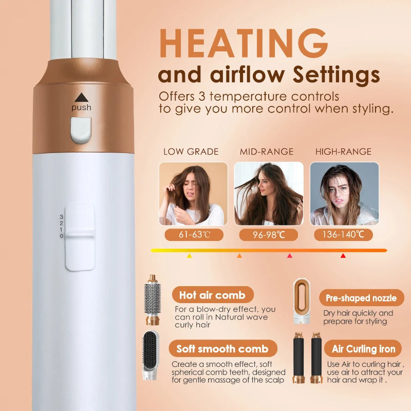 5-in-1 Professional Hair Dryer & Styling Tool – Blow Dryer, Straightener, Curler & Hot Comb
