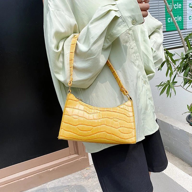 Retro Alligator Pattern PU Leather Handbag – Small Shoulder & Clutch Tote for Women