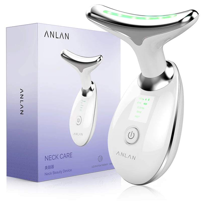 ANLAN Neck & Face Beauty Device – EMS Lifting Tool with LED Light Therapy for Skin Tightening & Anti-Aging