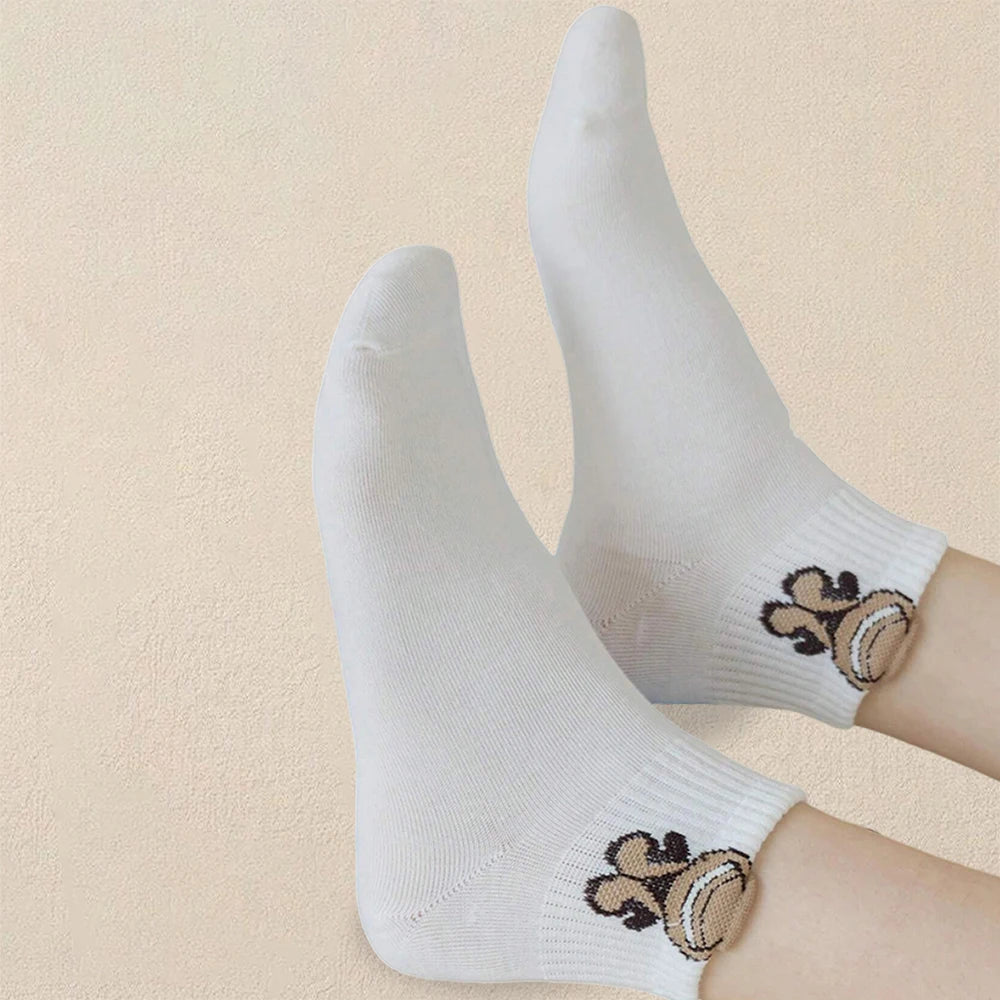 Cartoon Teddy Bear Ankle Socks – 5/10/20 Pairs Breathable & Cute