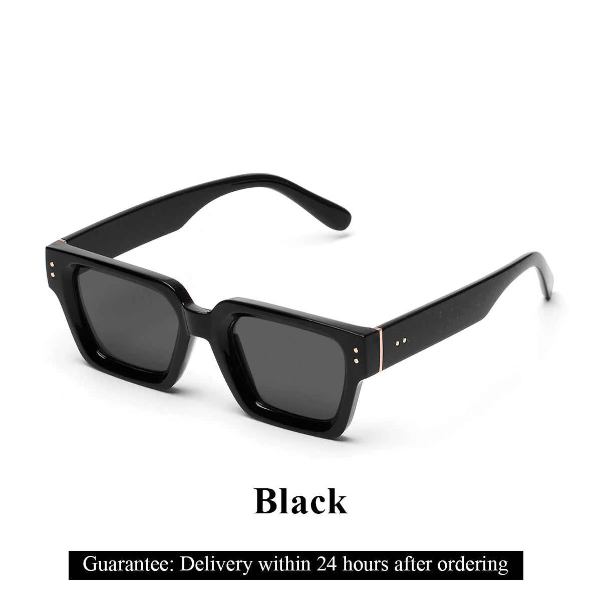 Ruiao 2025 Luxury Premium Black Designer Square Sunglasses – Unisex for Men & Women