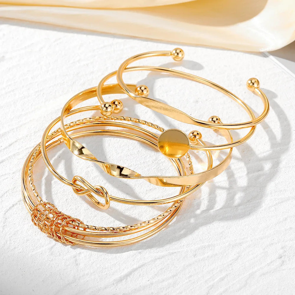 Punk Multilayer Twist Bracelets – Sparkling Adjustable Bangles for Women