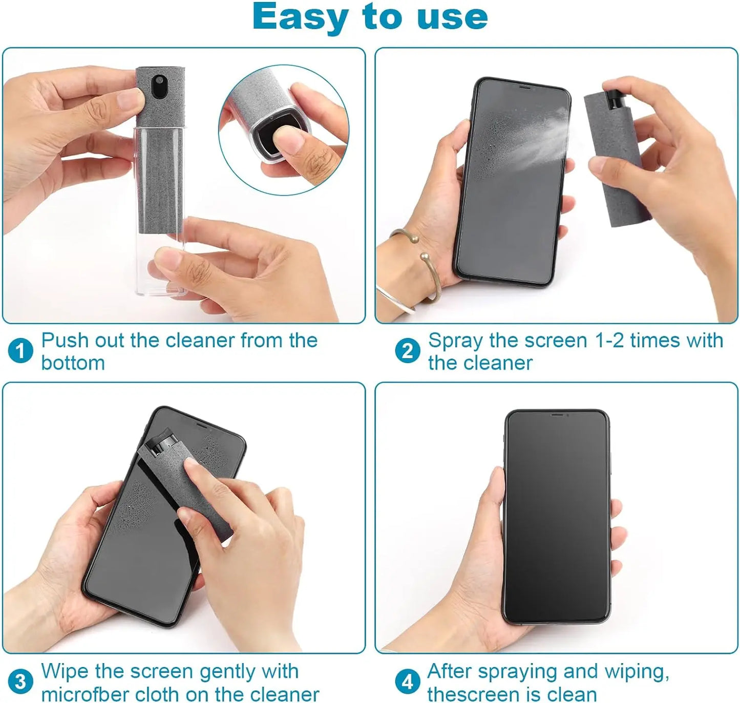 Screen Cleaner Spray & Wipe Kit – Multi-Purpose Cleaning Tool for Laptop, Monitor, Phone & Tablet