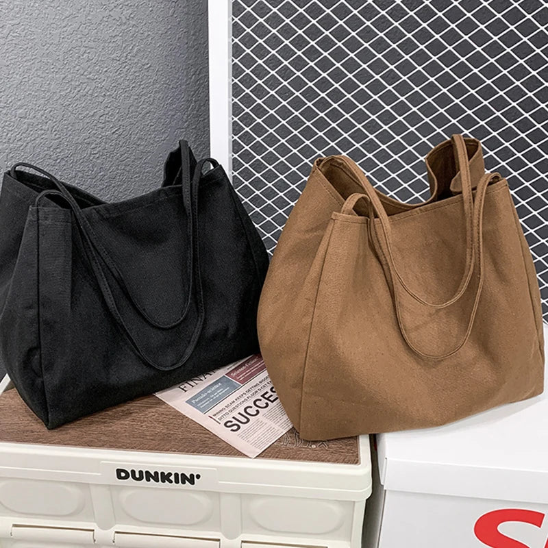 Large Capacity Canvas Tote – Eco-Friendly Reusable Shopper Shoulder Bag for Women