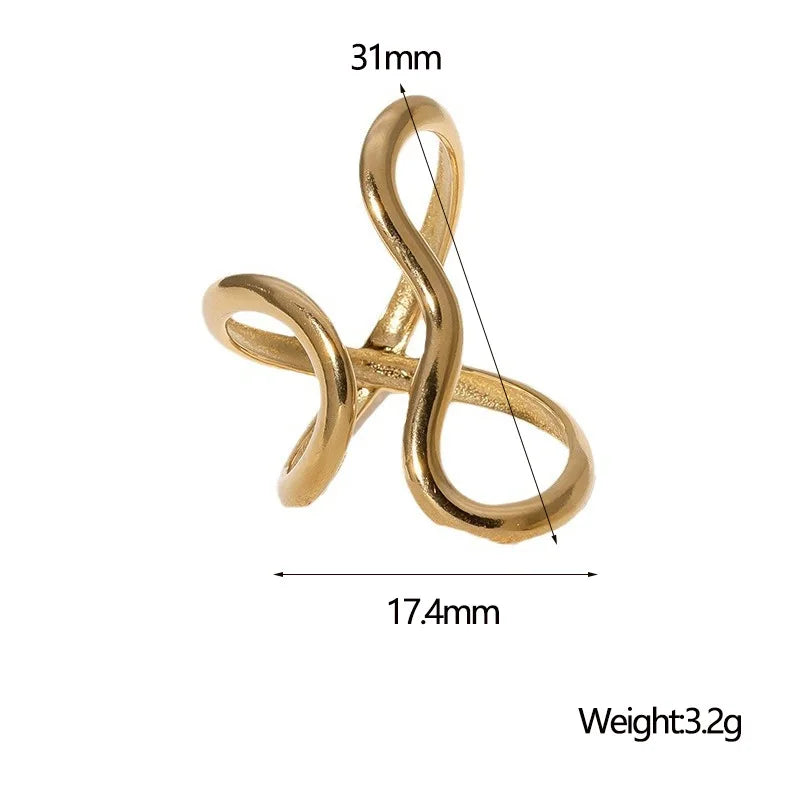 18K Gold Plated Open Ring – Waterproof Stainless Steel Women’s Jewelry