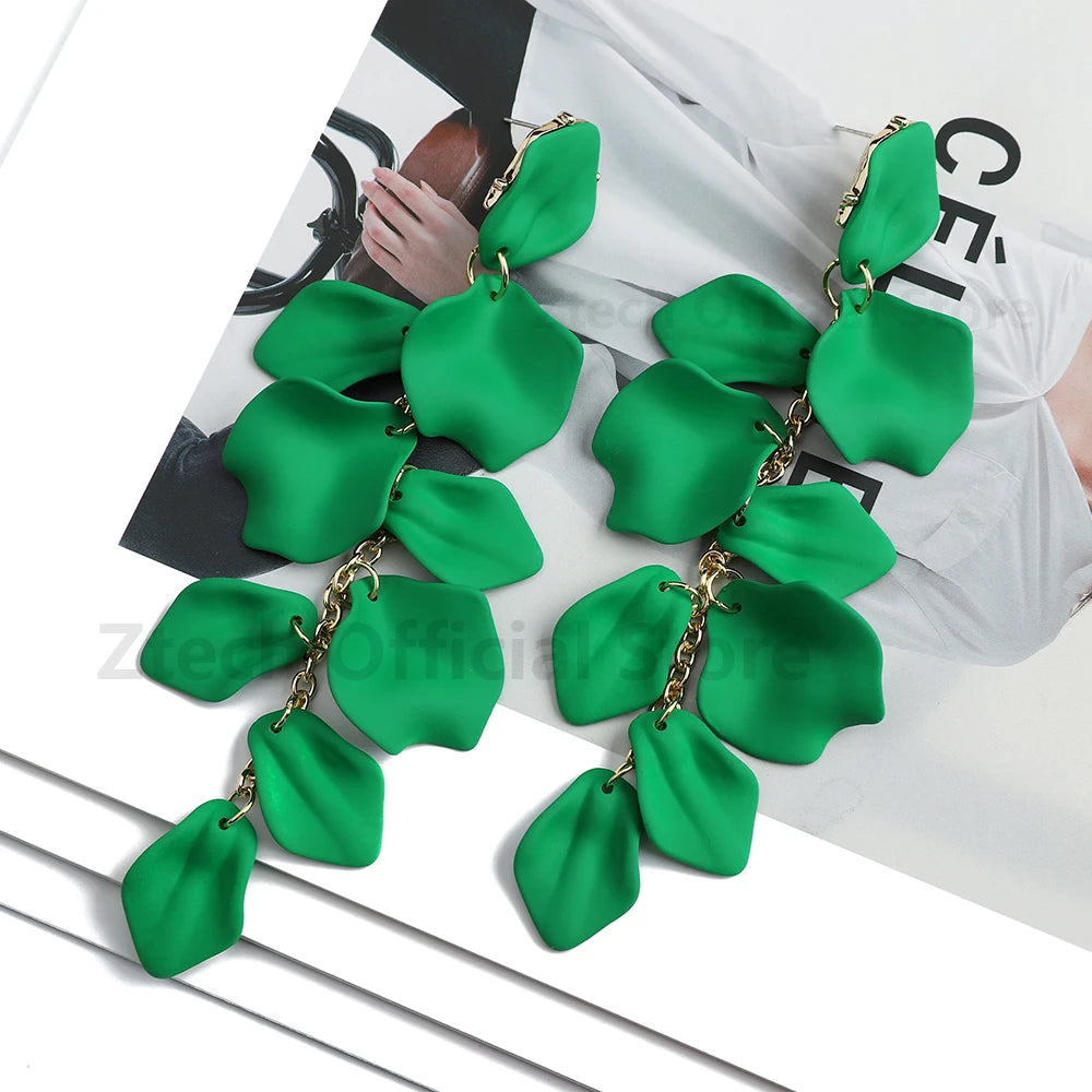 Multicolor Acrylic Petal Tassel Earrings – Luxury Women’s Wedding Jewelry