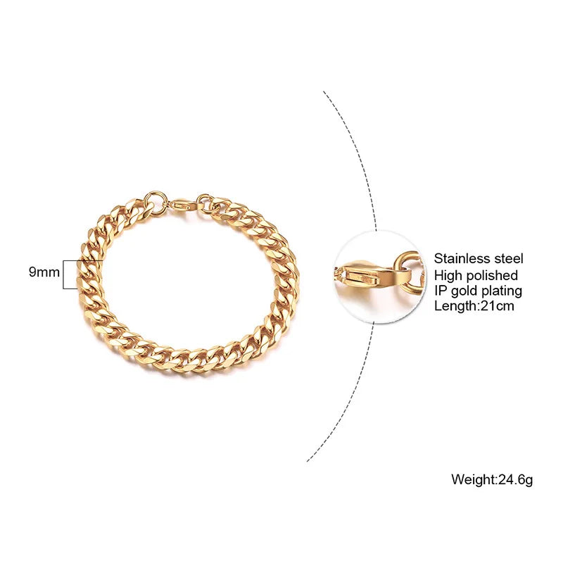Stainless Steel Cuban Link Bracelet – Mens & Womens Unisex Jewelry