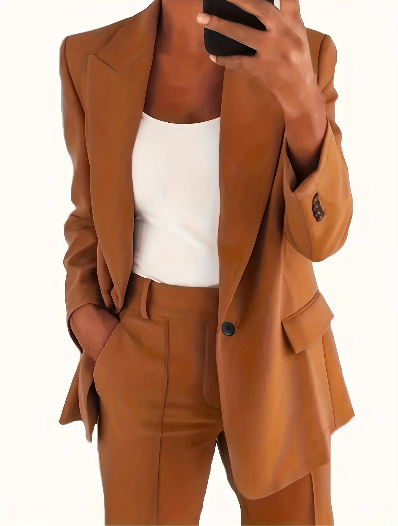 Women's Plus Size Blazer – Casual Long Sleeve with Suit Collar