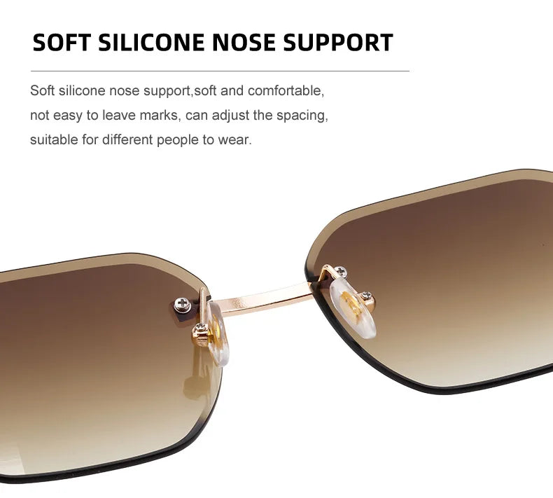 Vintage Square Rimless Sunglasses – Luxury Punk UV400 Anti Blue Light for Men 2025