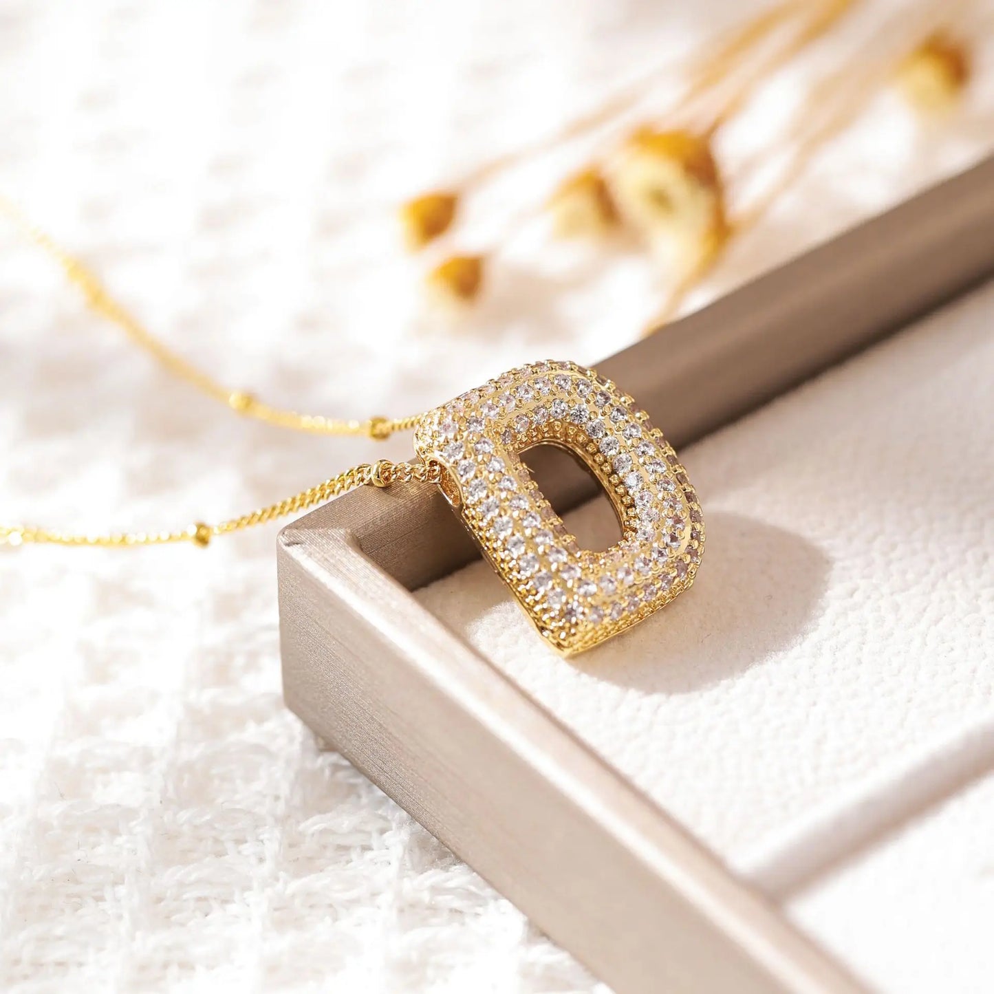 Gold A–Z Letter Necklace – Zircon Pendant Minimalist Chain