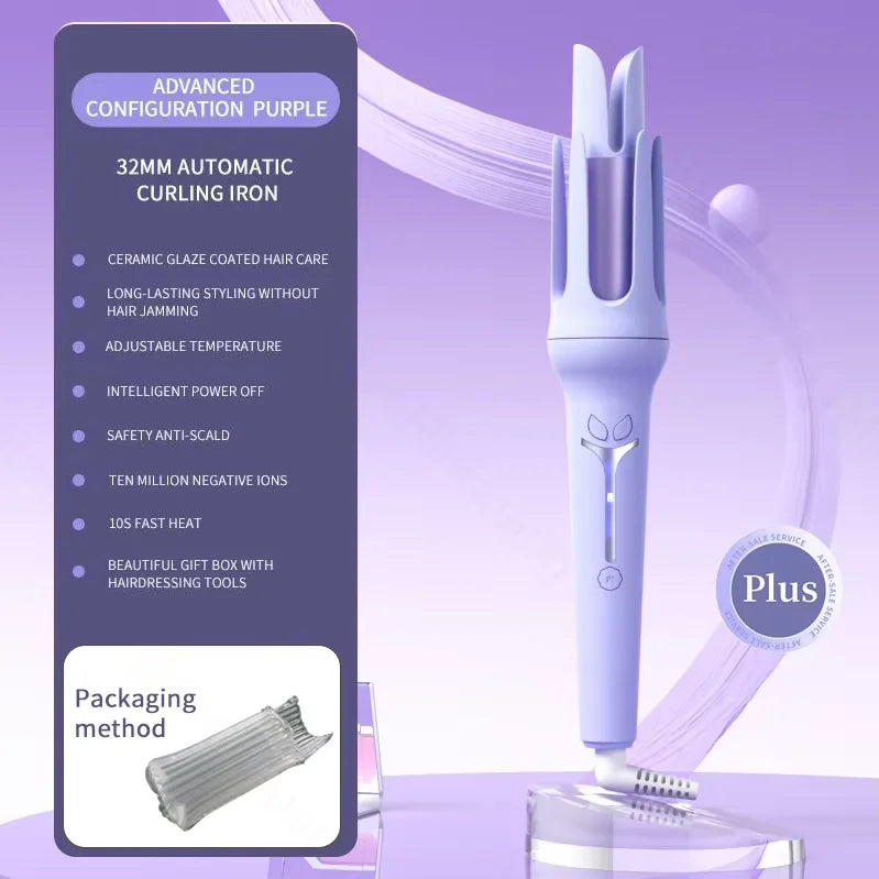 Automatic Curling Iron 32mm – Ceramic Hair Curler with Anion Technology & Fast Heating