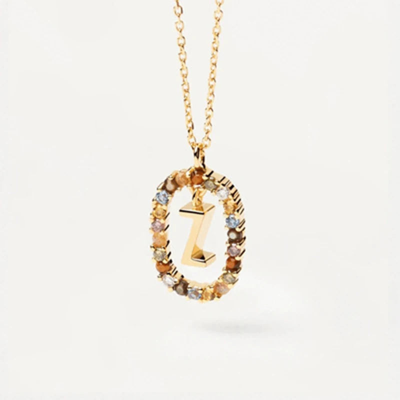 26 English Letter Pendant 925 Sterling Zircon Necklace – Fine Jewelry Choker for Women