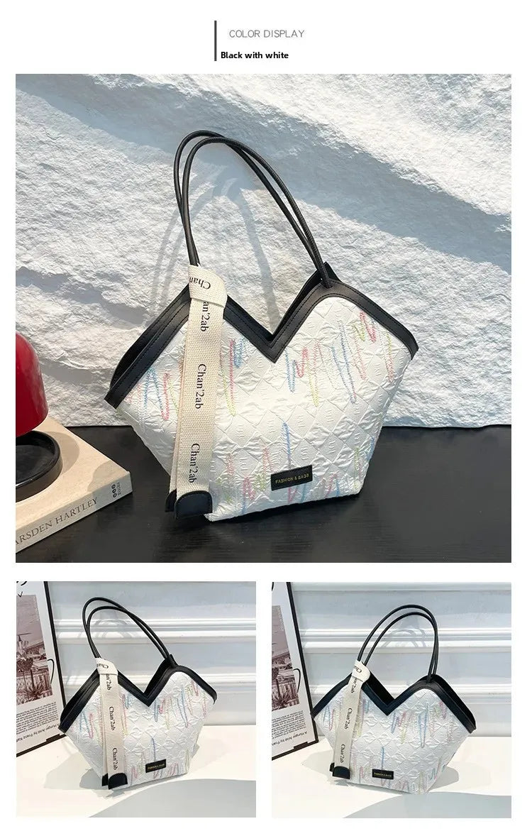 Large Capacity PU Tote – Minimalist Versatile Shoulder Bag for Women