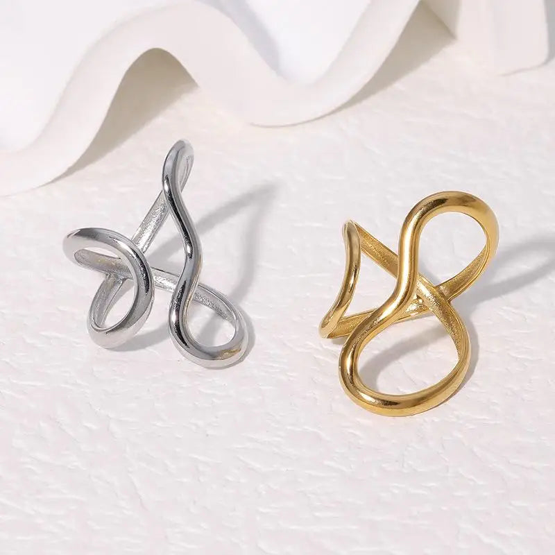 18K Gold Plated Open Ring – Waterproof Stainless Steel Women’s Jewelry
