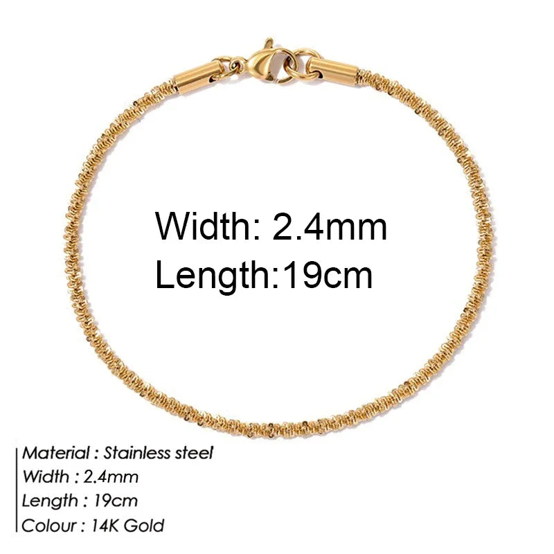 Gold Stainless Steel Twist Cuban Chain Bracelet – Women’s Jewelry Gift