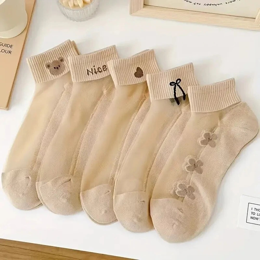Cartoon Teddy Bear Ankle Socks – 5/10/20 Pairs Breathable & Cute