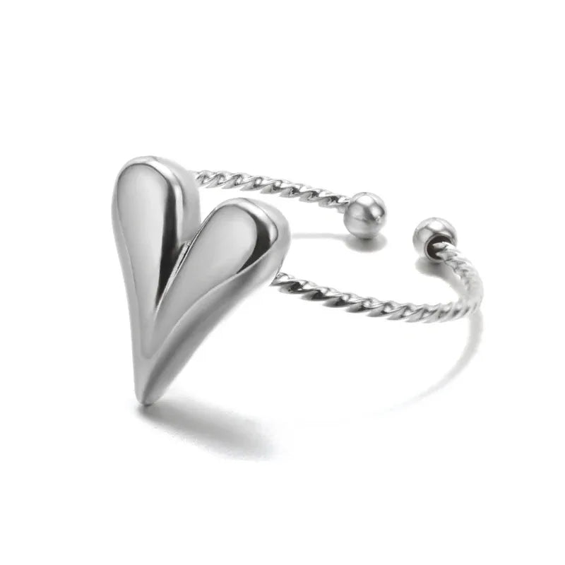Zircon Little Heart Stainless Steel Ring – Minimalist Dainty Valentine’s Gift for Women