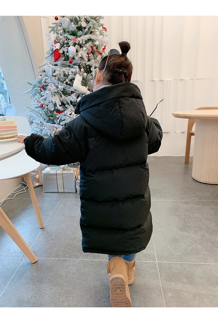 Winter Warm Girls Hooded Puff Jacket – Cotton Lined Zipper Coat, Thick Kids School Outfits 2-14Y