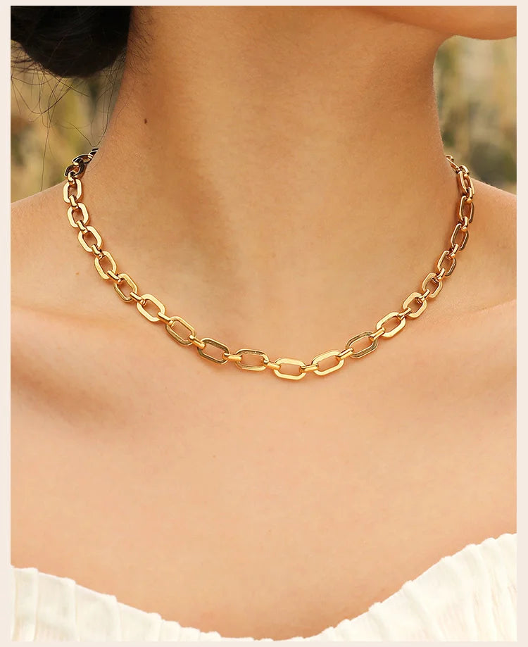 Chunky Gold Link Necklace – Thick Oval Chain Choker for Women