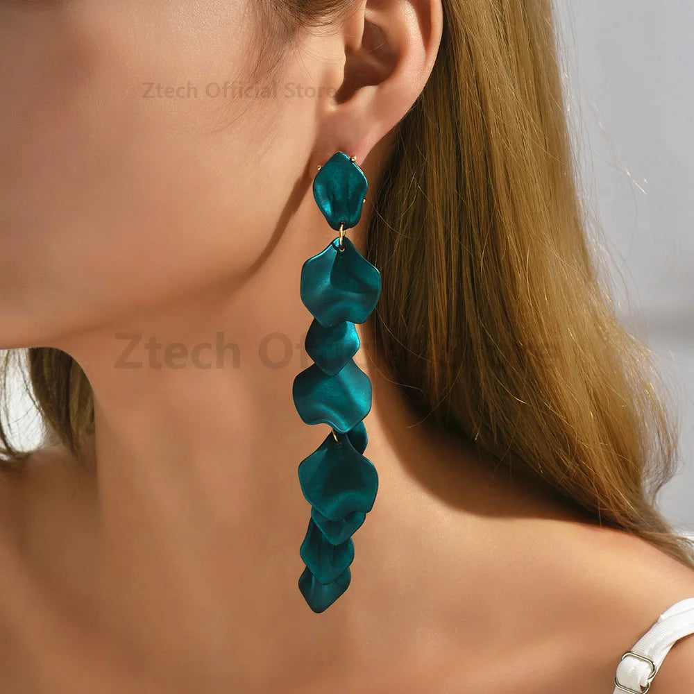 Multicolor Acrylic Petal Tassel Earrings – Luxury Women’s Wedding Jewelry
