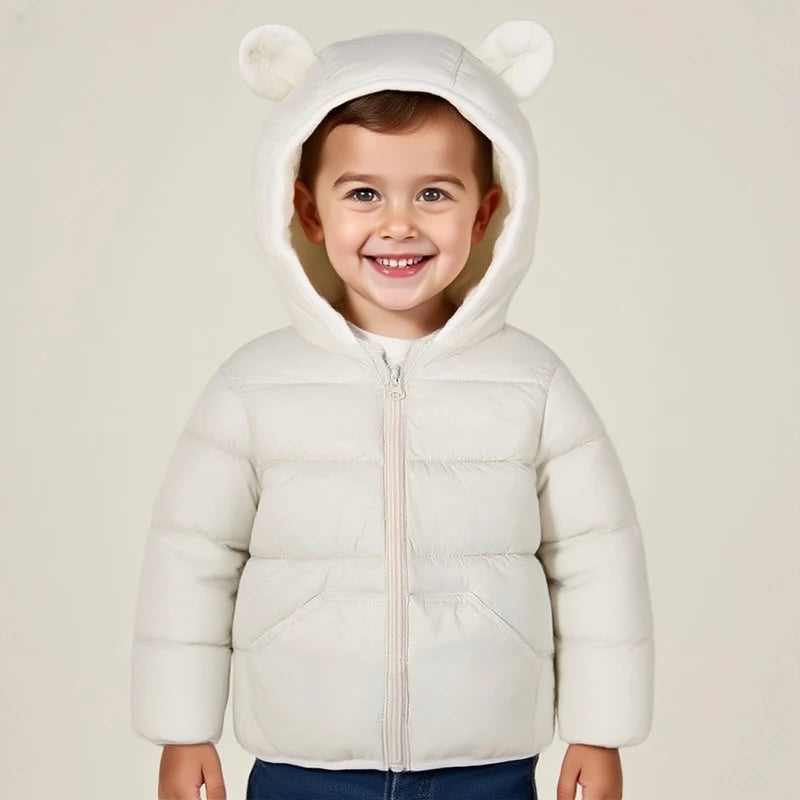 Autumn Winter Kids Down Jacket – Warm Hooded Zipper Coat 2–6Y Boys Girls Outerwear