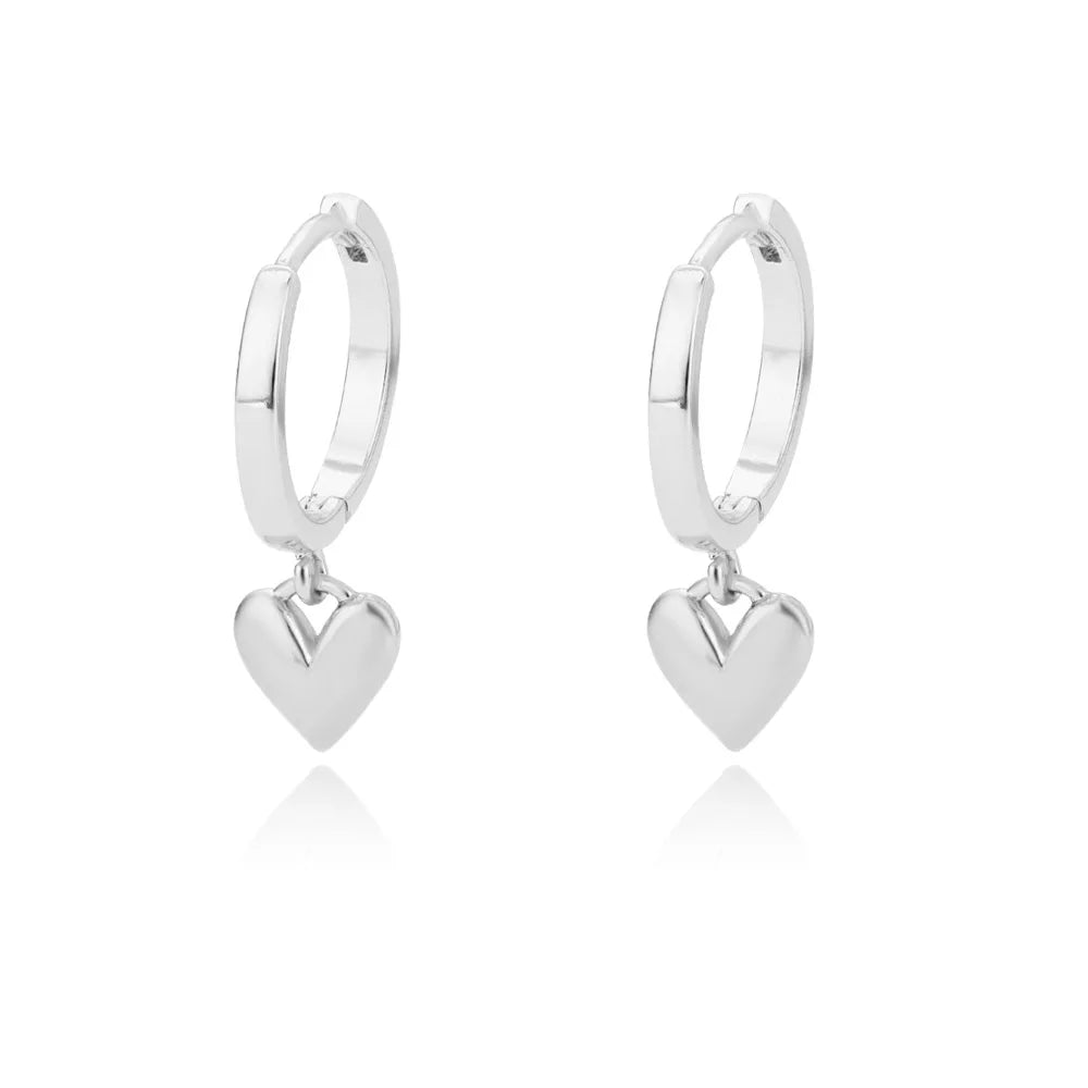 Gold Heart Zircon Hoop Earrings – Waterproof Stainless Steel Jewelry
