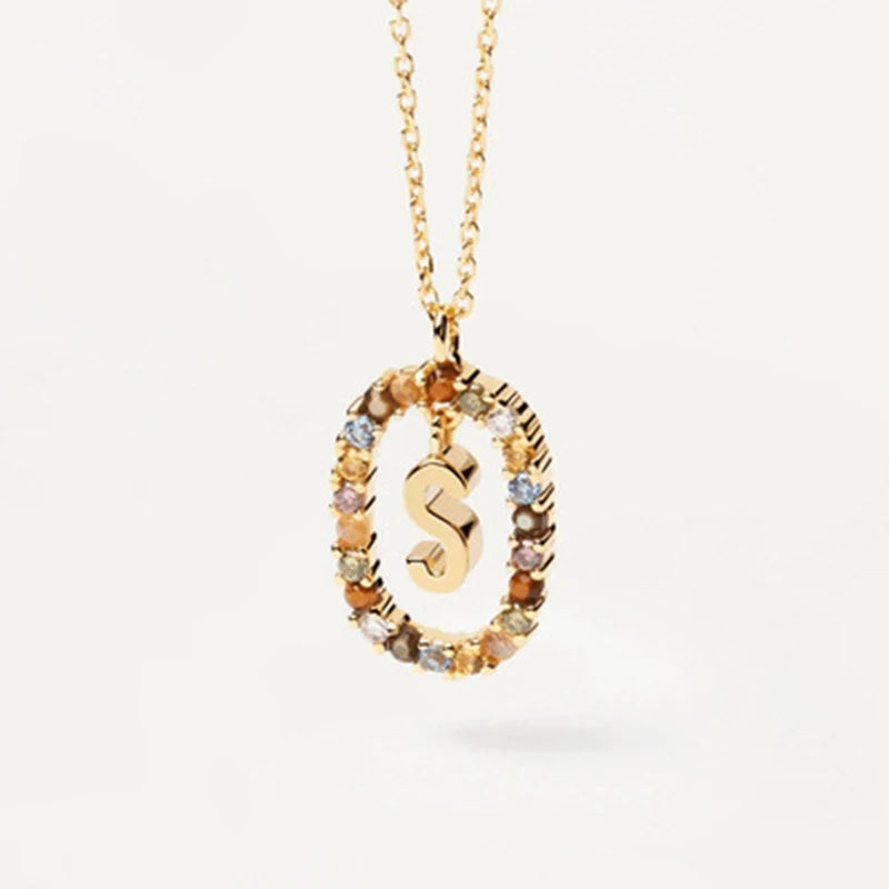 26 English Letter Pendant 925 Sterling Zircon Necklace – Fine Jewelry Choker for Women