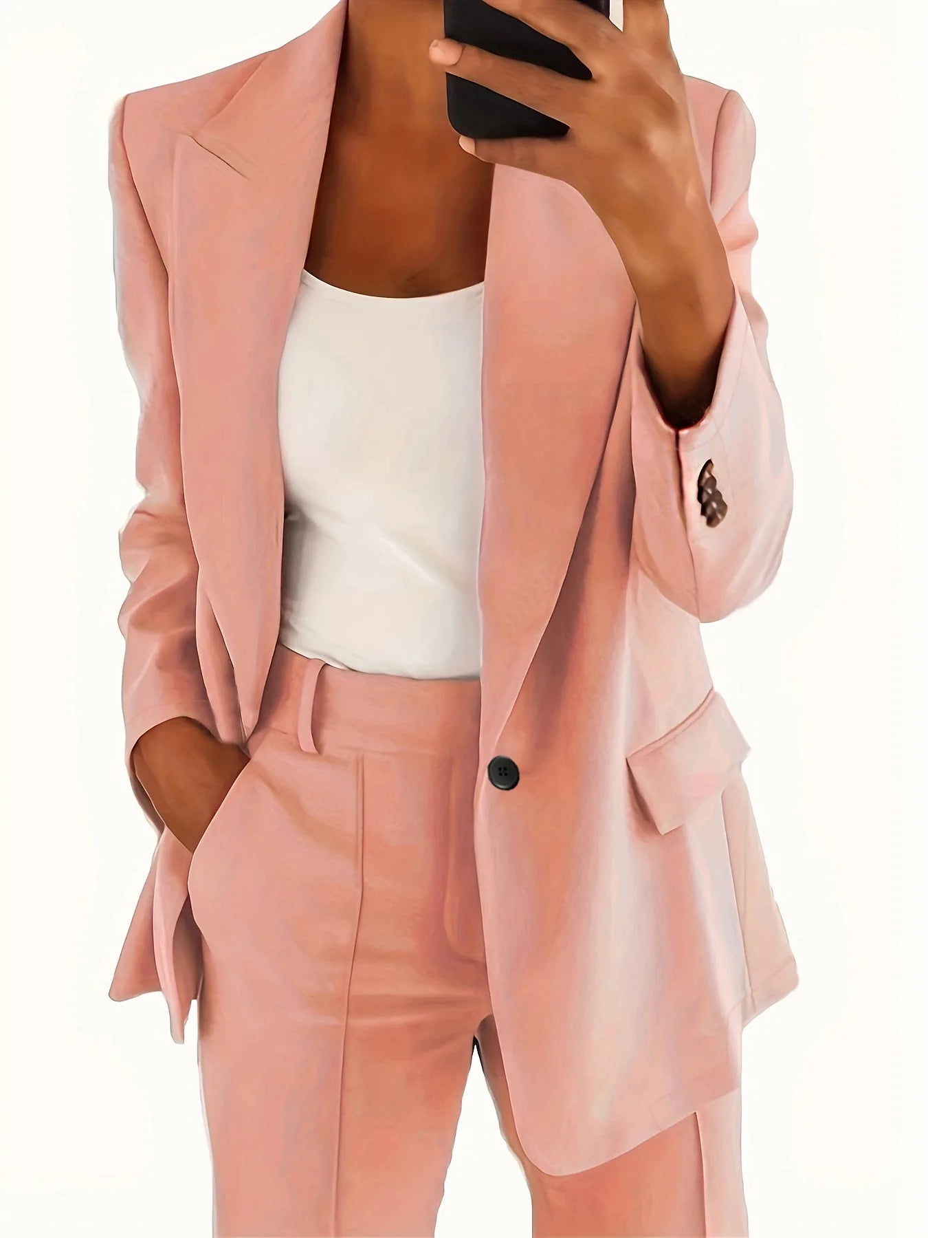 Women's Plus Size Blazer – Casual Long Sleeve with Suit Collar
