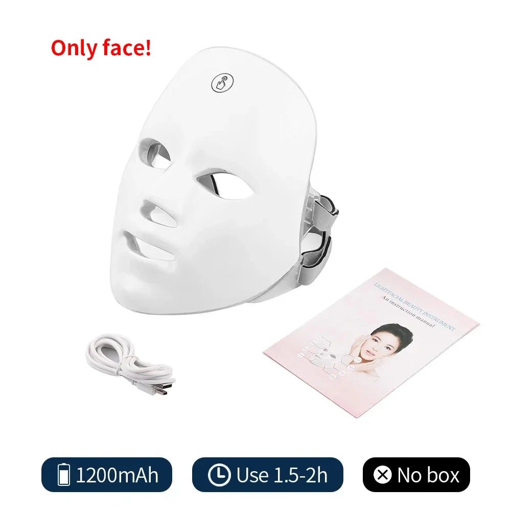 Wireless 7-Color LED Face Beauty Machine – Photon Therapy Facial & Neck Mask for Skin Tightening and Rejuvenation