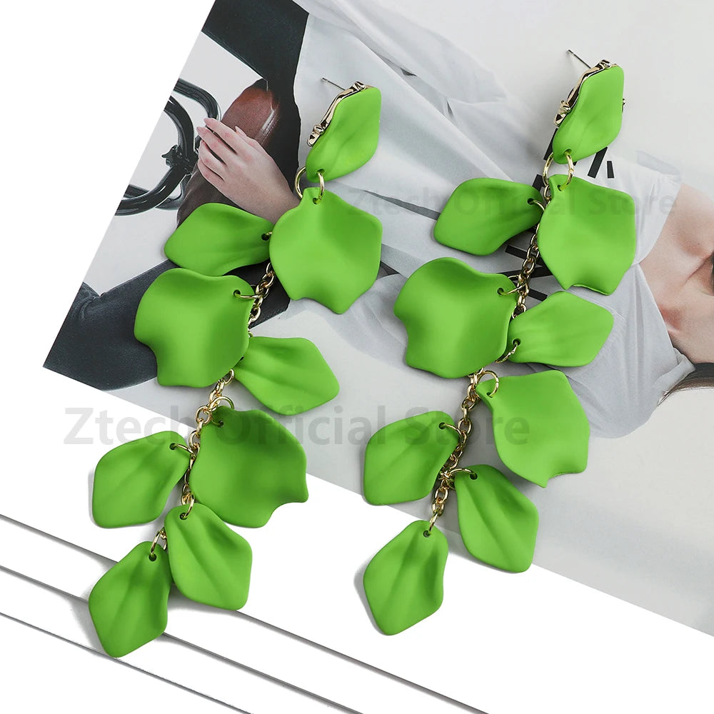 Multicolor Acrylic Petal Tassel Earrings – Luxury Women’s Wedding Jewelry