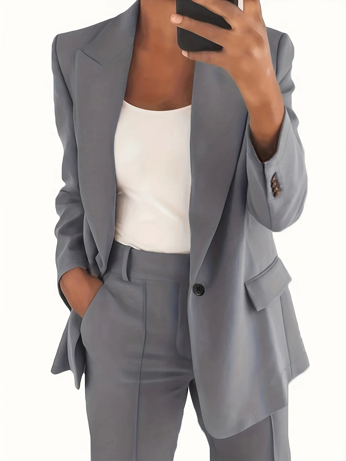 Women's Plus Size Blazer – Casual Long Sleeve with Suit Collar
