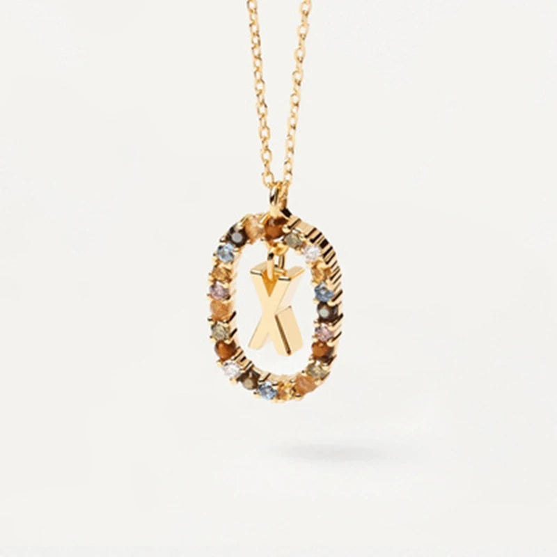 26 English Letter Pendant 925 Sterling Zircon Necklace – Fine Jewelry Choker for Women