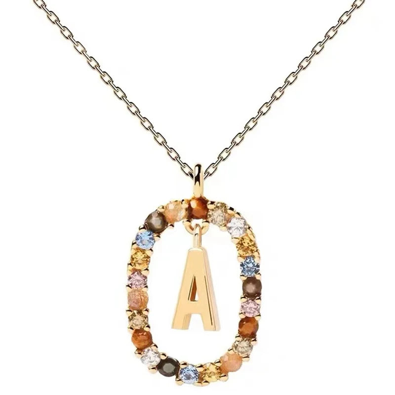 26 English Letter Pendant 925 Sterling Zircon Necklace – Fine Jewelry Choker for Women