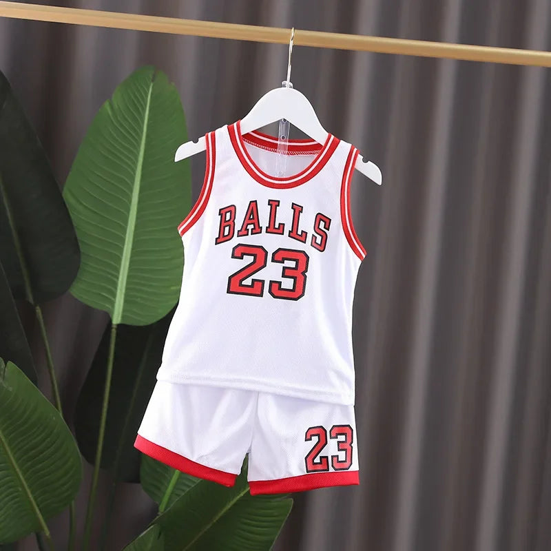 2025 Summer Baby Basketball Outfit – T-Shirt & Shorts Tracksuit for Boys & Girls (Ages 1-6)