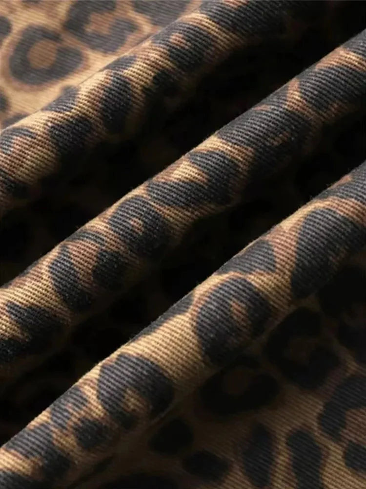 Leopard Print Wide Leg Jeans – Oversized Vintage Streetwear