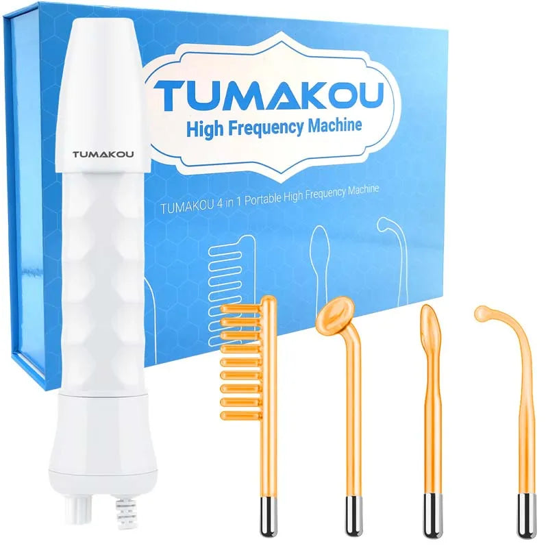High Frequency Facial Wand – Portable Skin Care Machine with 4 Tube Attachments