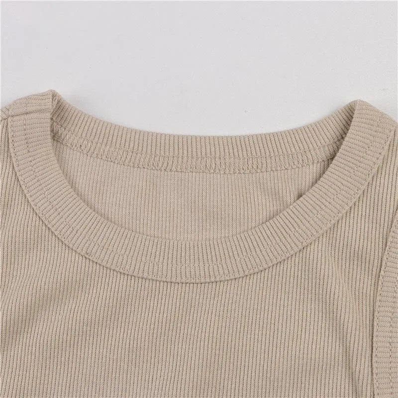 Ribbed Knit Tank Top – Off-Shoulder Summer Basic Vest