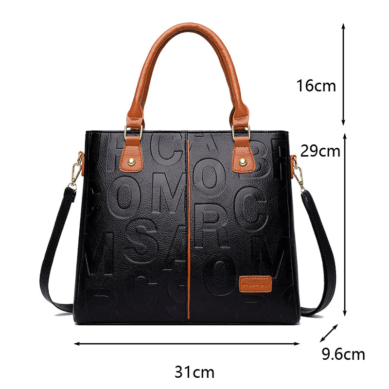 Luxury PU Leather Tote – Large Capacity Travel Shoulder Crossbody Bag for Women