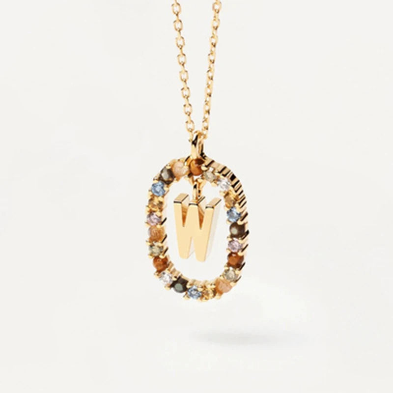26 English Letter Pendant 925 Sterling Zircon Necklace – Fine Jewelry Choker for Women