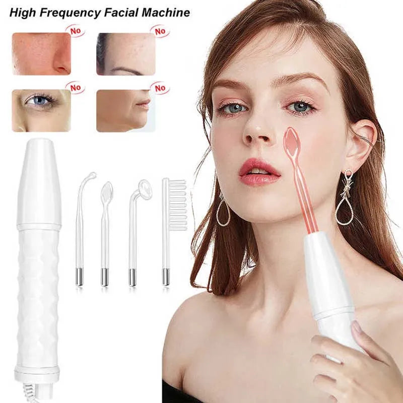 4-in-1 High Frequency Facial Therapy Wand – Galvanic Skin Care & Hair Growth Tool