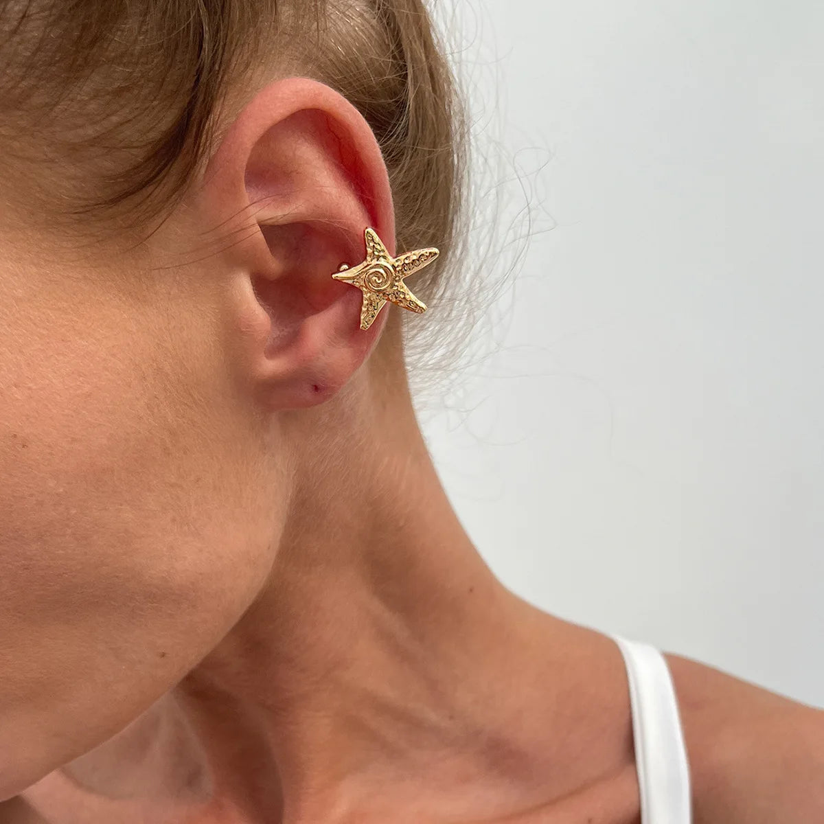 Boho Starfish Shell Ear Cuffs – Asymmetrical Beach Party Earrings for Women