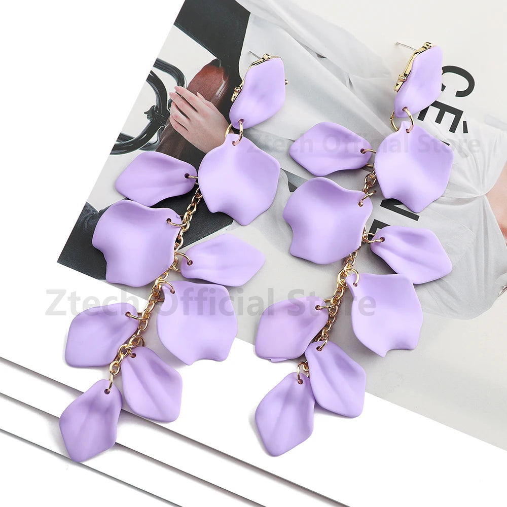 Multicolor Acrylic Petal Tassel Earrings – Luxury Women’s Wedding Jewelry