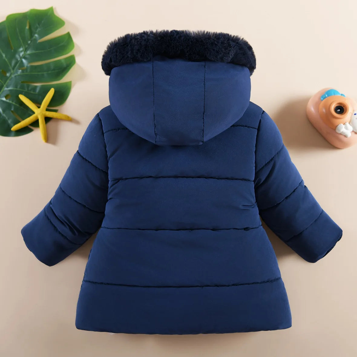 Winter Baby Girls Hooded Jacket – Warm Windproof Zipper Outerwear 1–4Y