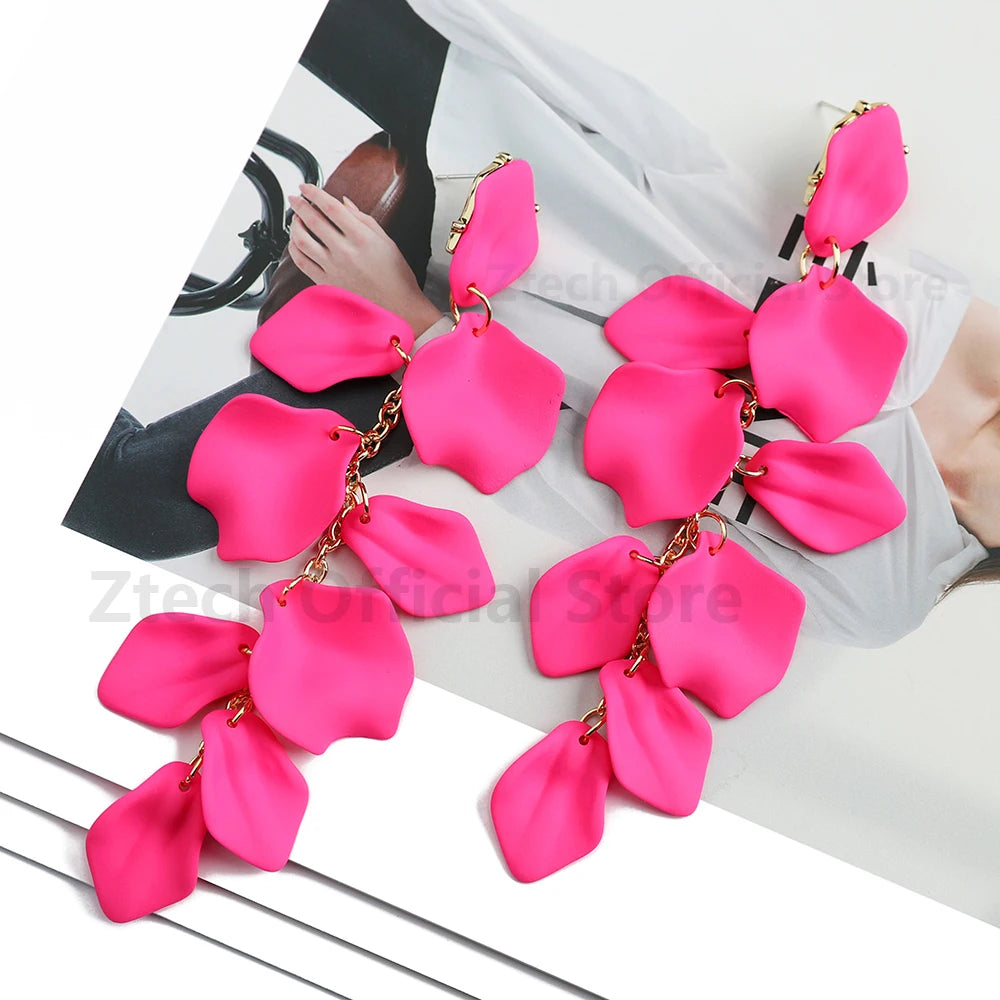 Multicolor Acrylic Petal Tassel Earrings – Luxury Women’s Wedding Jewelry
