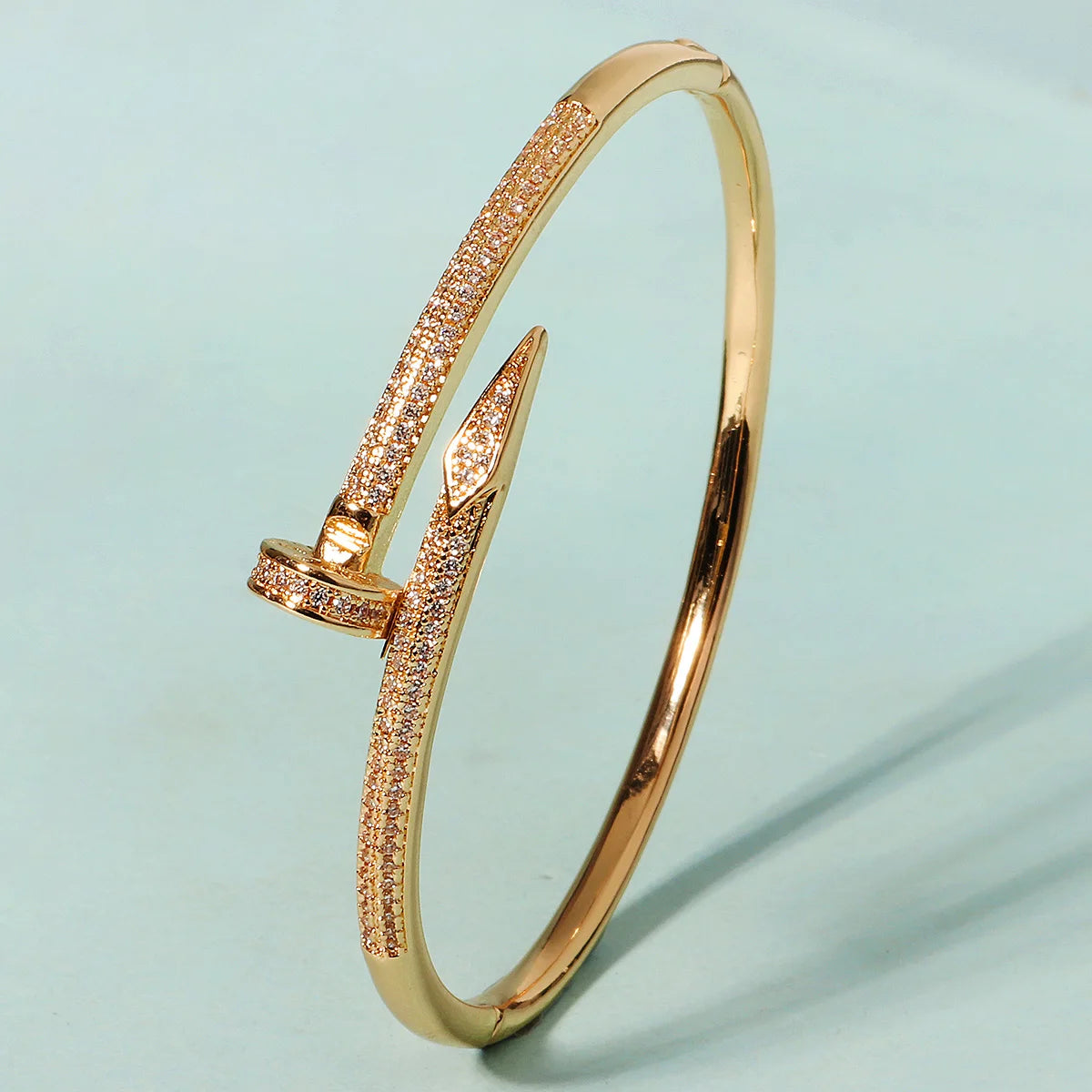 Classic Stainless Steel Nail Bracelet – Sparkling Zircon Bangle Jewelry Gift